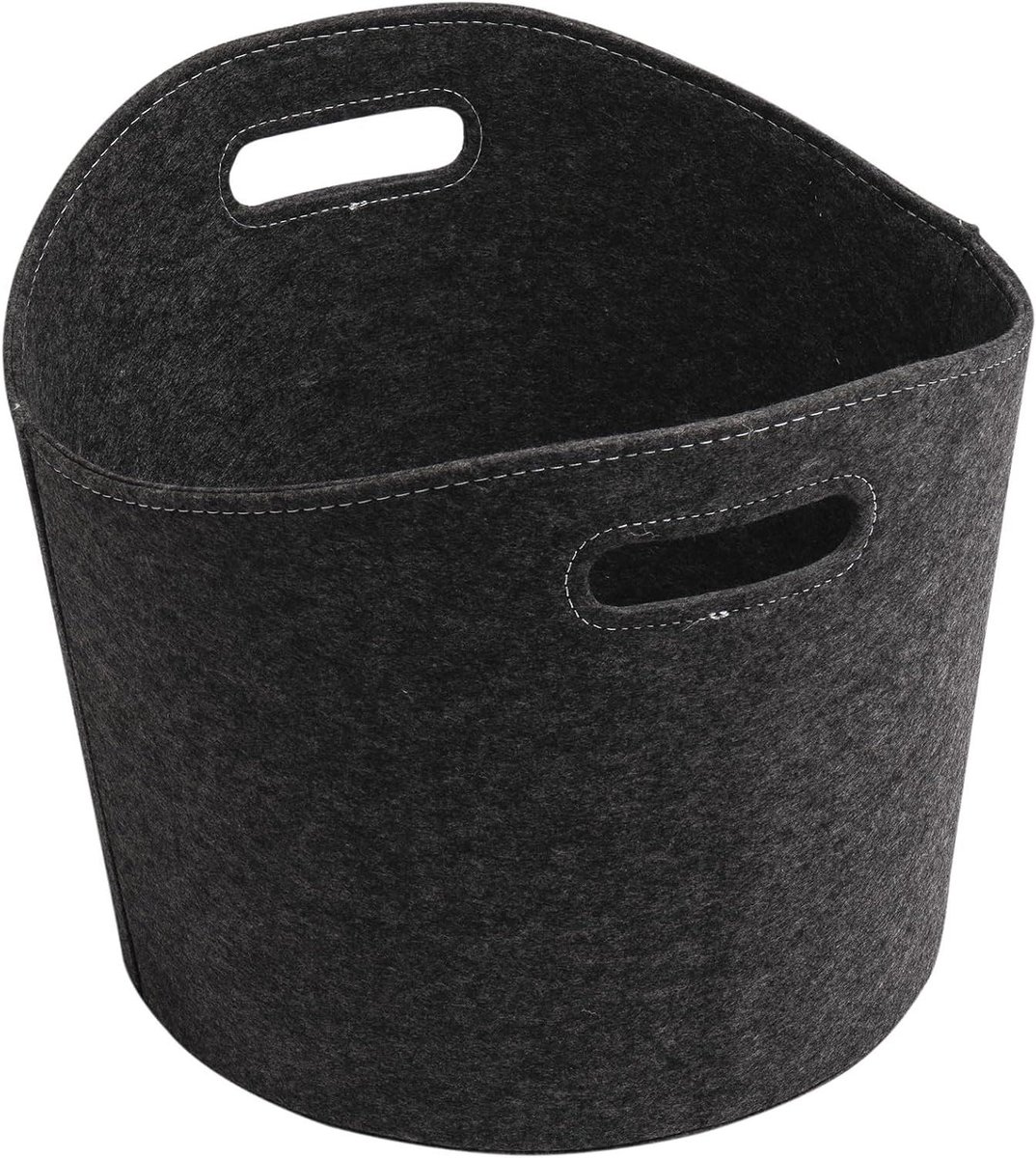 Houten mand - Opbergmand - Haardhout Opslag - Waterdichte Binnenkant - Ø 39 x 31 cm - Grijs
