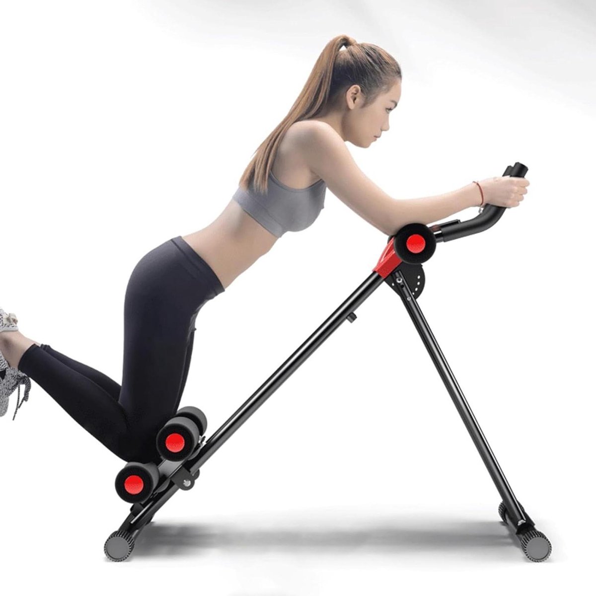 Buikspier Trainer - Core Roller - Thuis Trainen - Verstelbare Hoogtes - Tot 150kg - Rood Zwart