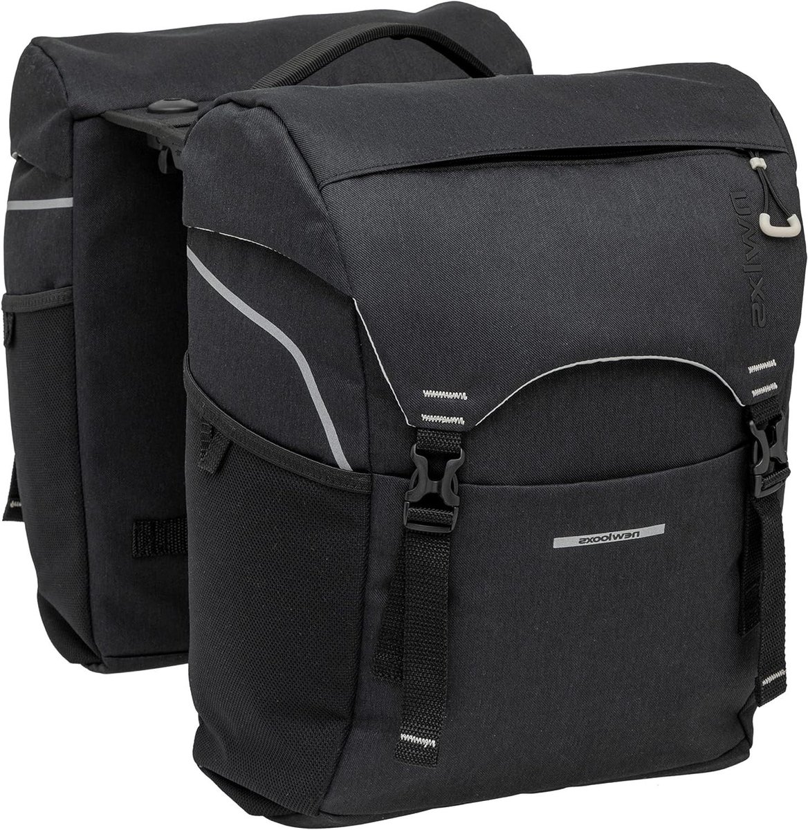 Dubbele Fietstas - Fietsbagage Tas - Boodschappen Vervoeren - Waterafstotend Polyester - 32 Liter - Zwart