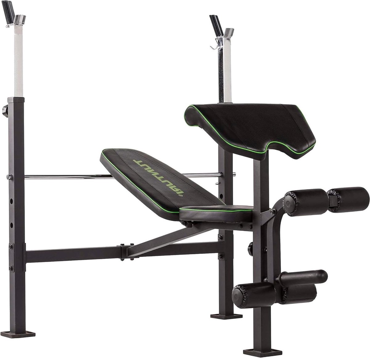 Halterbank - Trainingsbank - Krachttraining thuis - Verstelbare rugleuning - 150 cm lang - Zwart