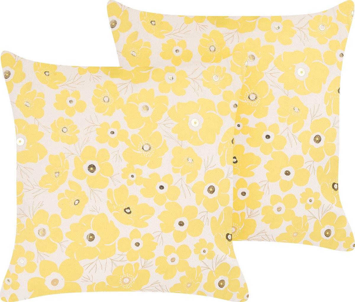Beliani TRITELEIA - Sierkussen set van 2 - Geel - 45 x 45 cm - Fluweel