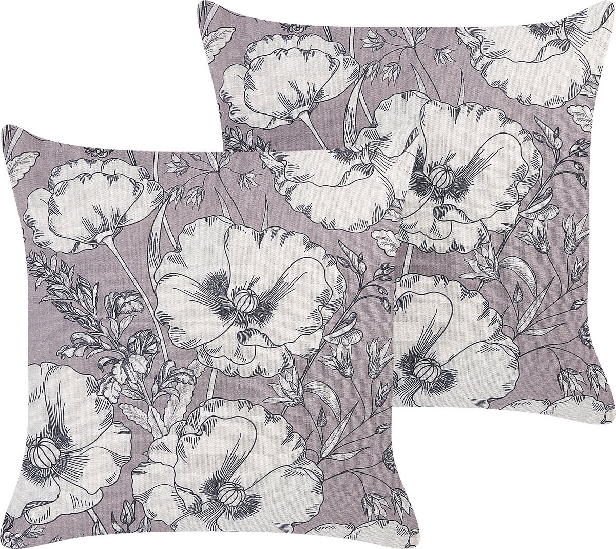 Beliani SOPHORA - Sierkussen set van 2 - Gebroken wit - 45 x 45 cm - Polyester Grijs
