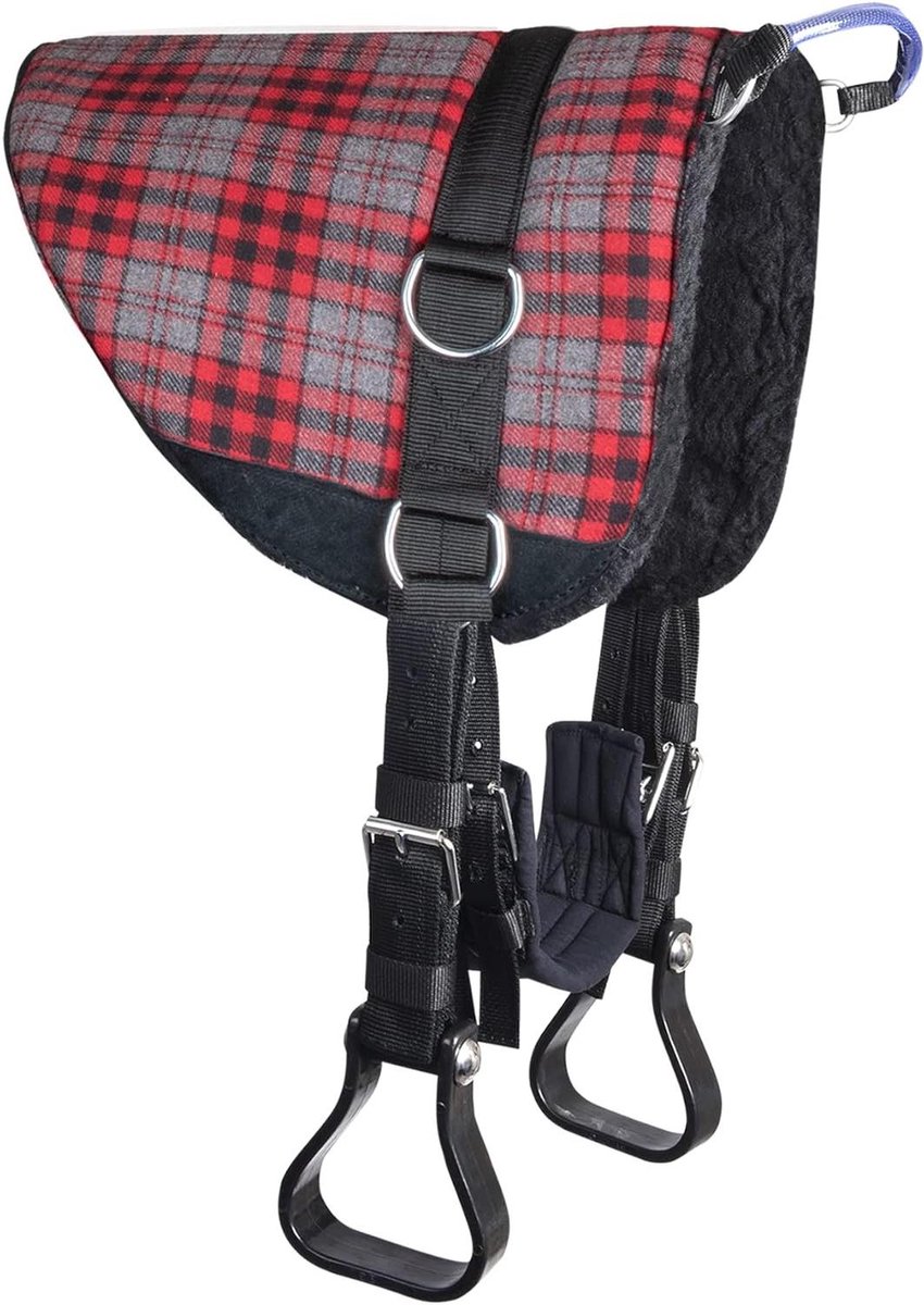 Zadelonderlegger Paard - Rijzadel Kussen - Paardrijden Comfort - Inclusief Beugels - Maat SH - Blauw Rood