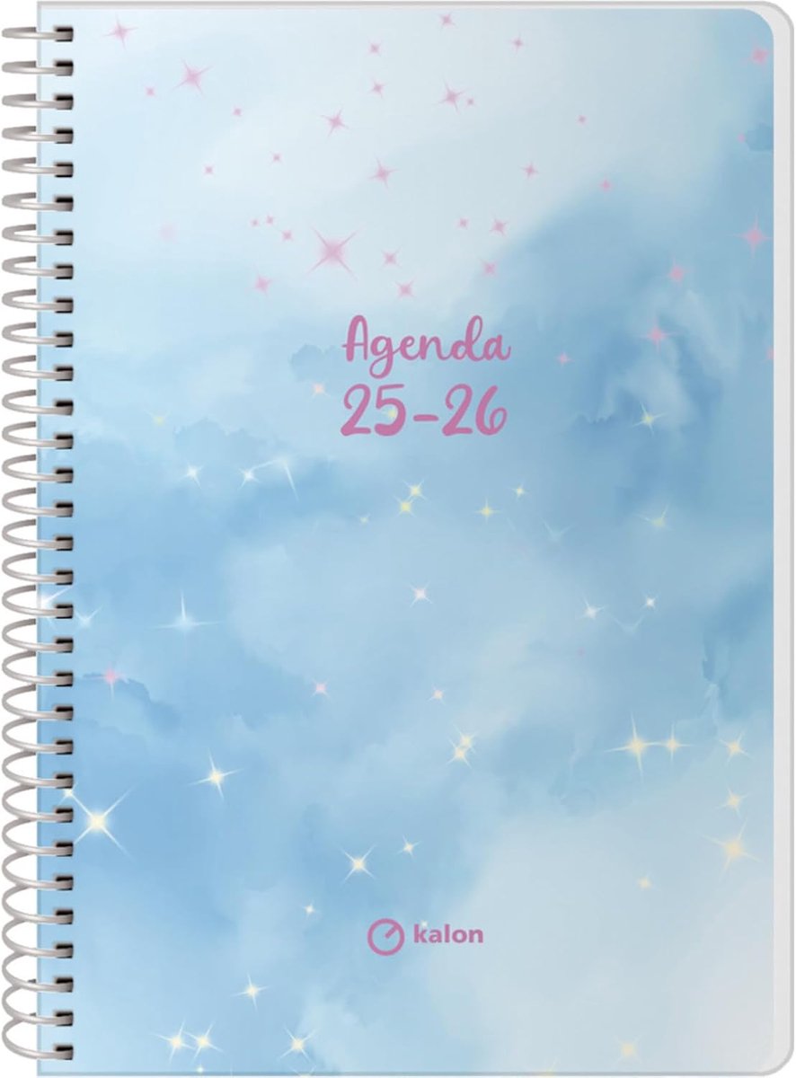 Thijox - Schoolagenda 2025 2026 A5 Dag per Pagina, Spiraalsluiting, Flexibele Kaft, Spaans en Engels, Organisatie en Planning voor Studenten, 15x21 cm