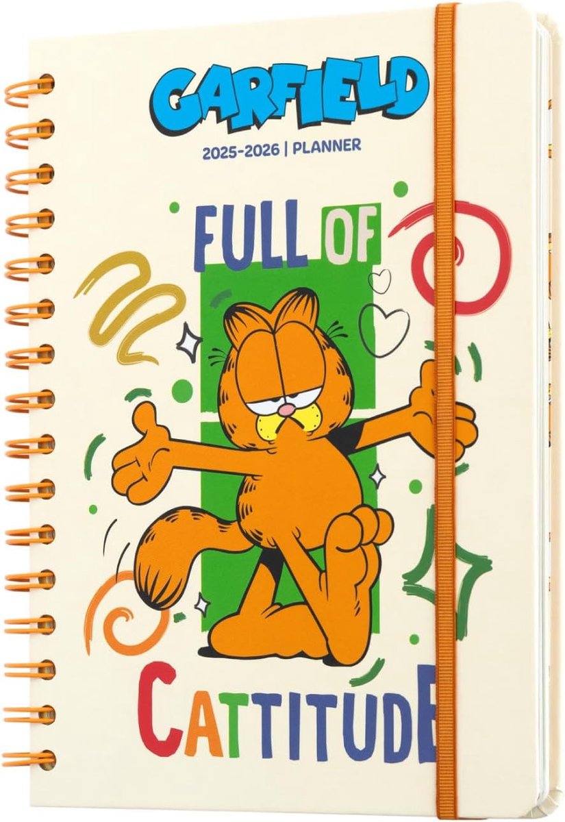 Thijox - Garfield Agenda 2026 A5, Schoolagenda, Studieplanner, Huiswerkschrift 2025/2026, Geel, Perfect voor Jongens en Meisjes, Afsprakenplanner voor