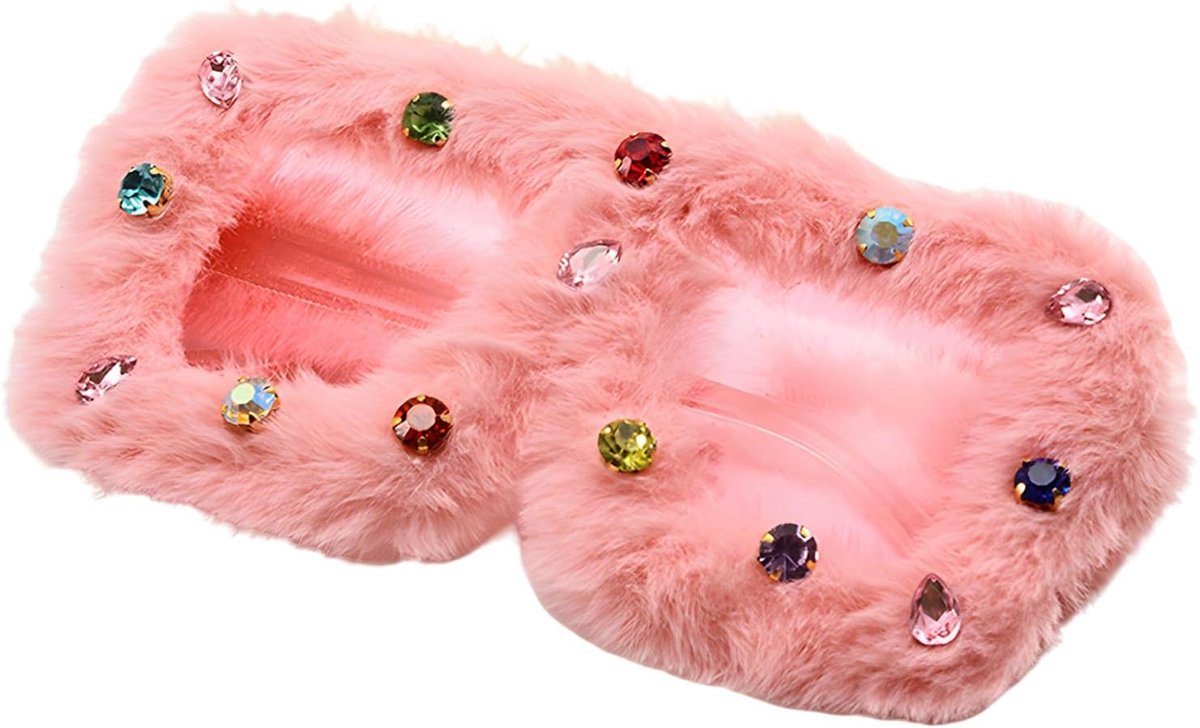 Thijox - Pluche Zonnebril Retro Bril voor Dames - Stijlvolle Harige Grappige Bril voor Maskerade, Festival, Verjaardagsfeestje - Roze, Kunststof, 1 St