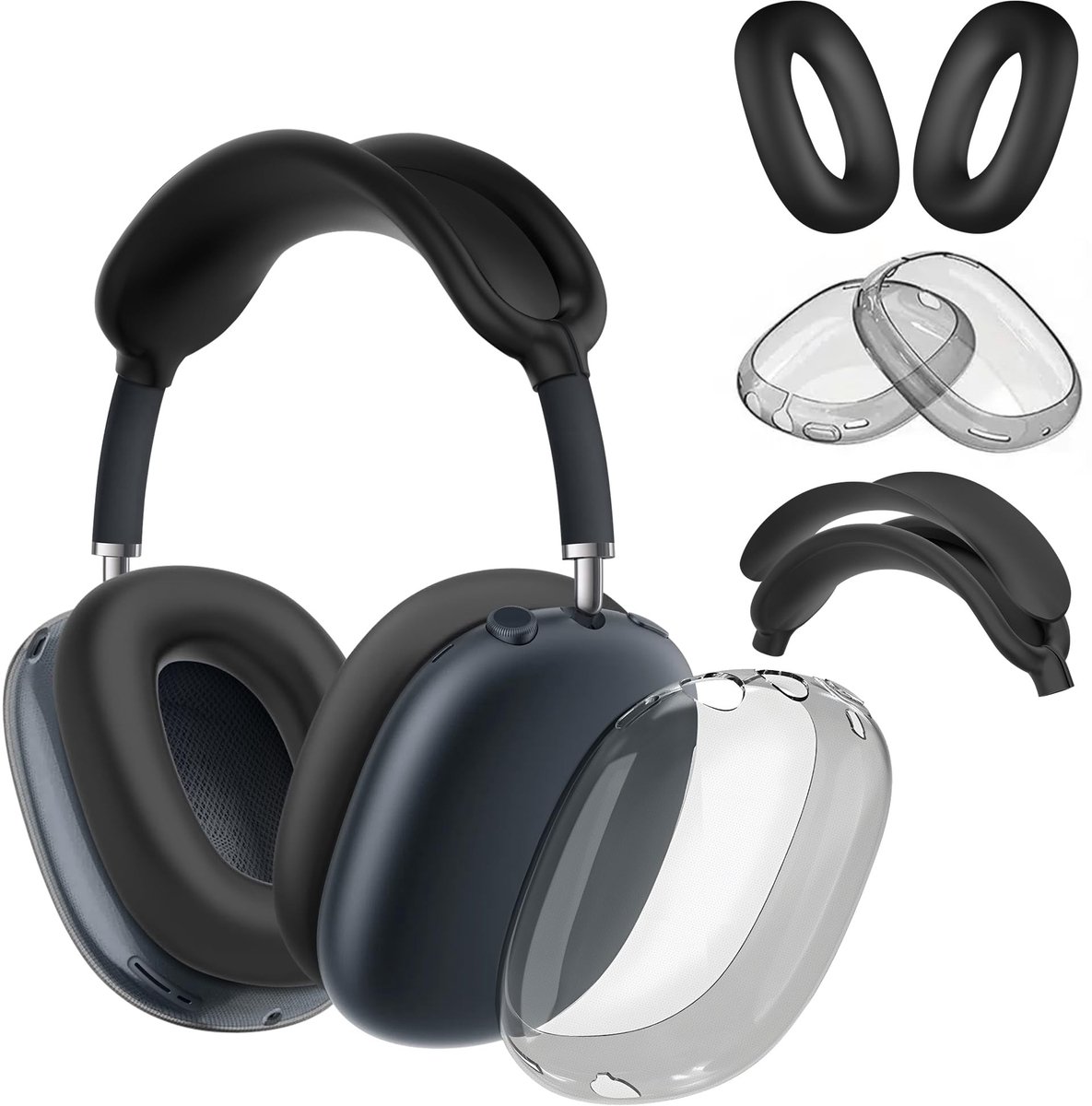 Inovra- Oorkussens 4-in-1 Hoes - Siliconen Hoofdtelefoonbeschermhoes - Oorschelpbescherming - Krasbestendig - Zweetbestendig - Perfecte Pasvorm - Hoofdtelefoonhoes