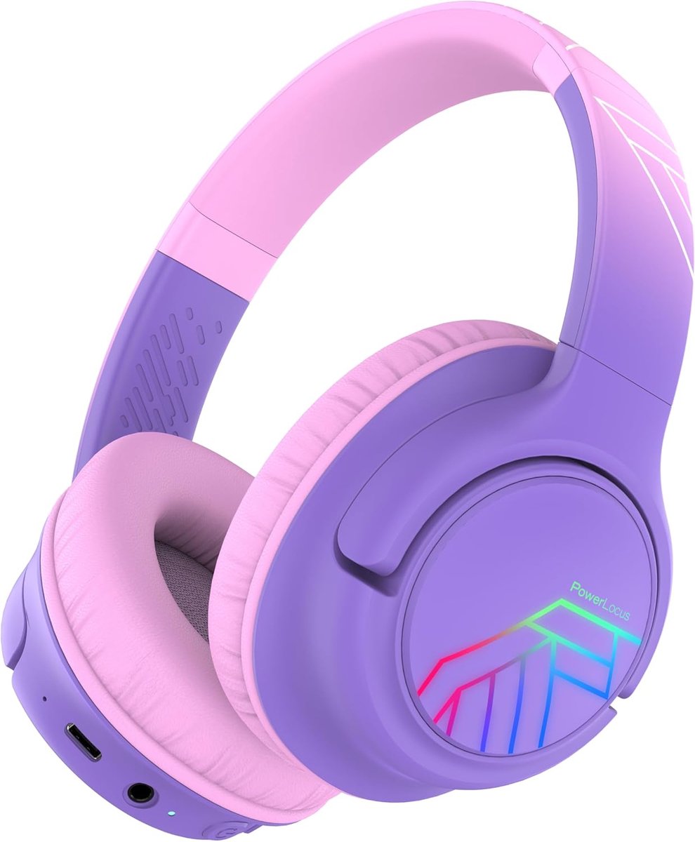 Thijox - Draadloze Hoofdtelefoon voor Kinderen met LED-verlichting, Bluetooth, Volume Beperking 74/85/94dB, 45Uur Speeltijd, Ingebouwde Microfoon, Per