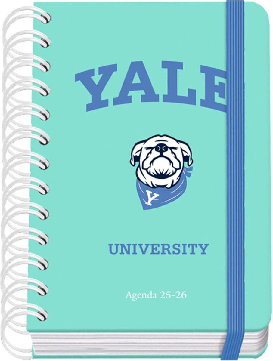 Thijox - Schoolagenda 2025 2026 A6 Dag per Pagina, Dubbele Spiraalbinding, Harde Kaft, Spaans en Engels, Inclusief 4 Stickervellen, Yale University Do