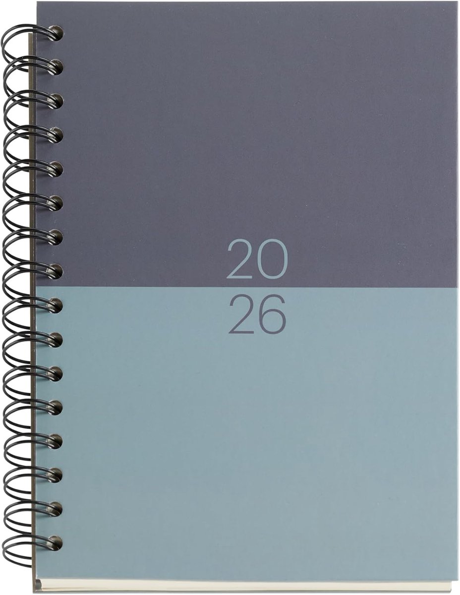 Thijox - 2026 Kalender A5+ Weekplanner 16 maanden met Spiraalbinding, Gevoerde Kartonnen Omslag, Meertalig (Spaans, Engels, Portugees), September 2025