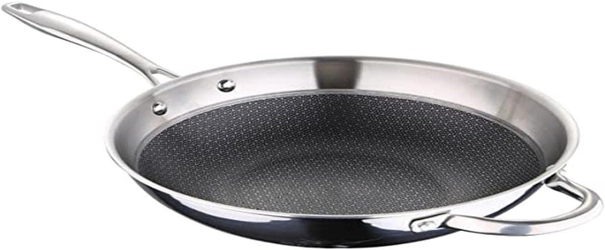 Keuken Wok - Roerbakpan - Aziatisch Koken - Honingraat Structuur - 28 cm - Zilver