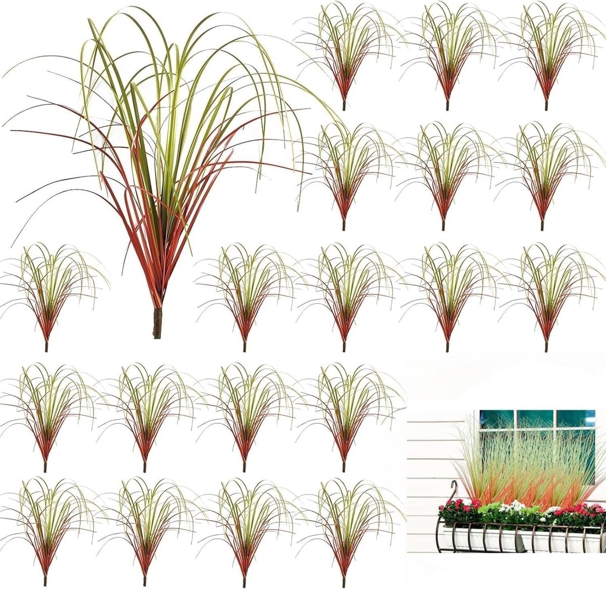 Set van 20 Kunstgras Planten 40 cm - Weerbestendige Decoratie voor Balkon, Tuin en Feestjes