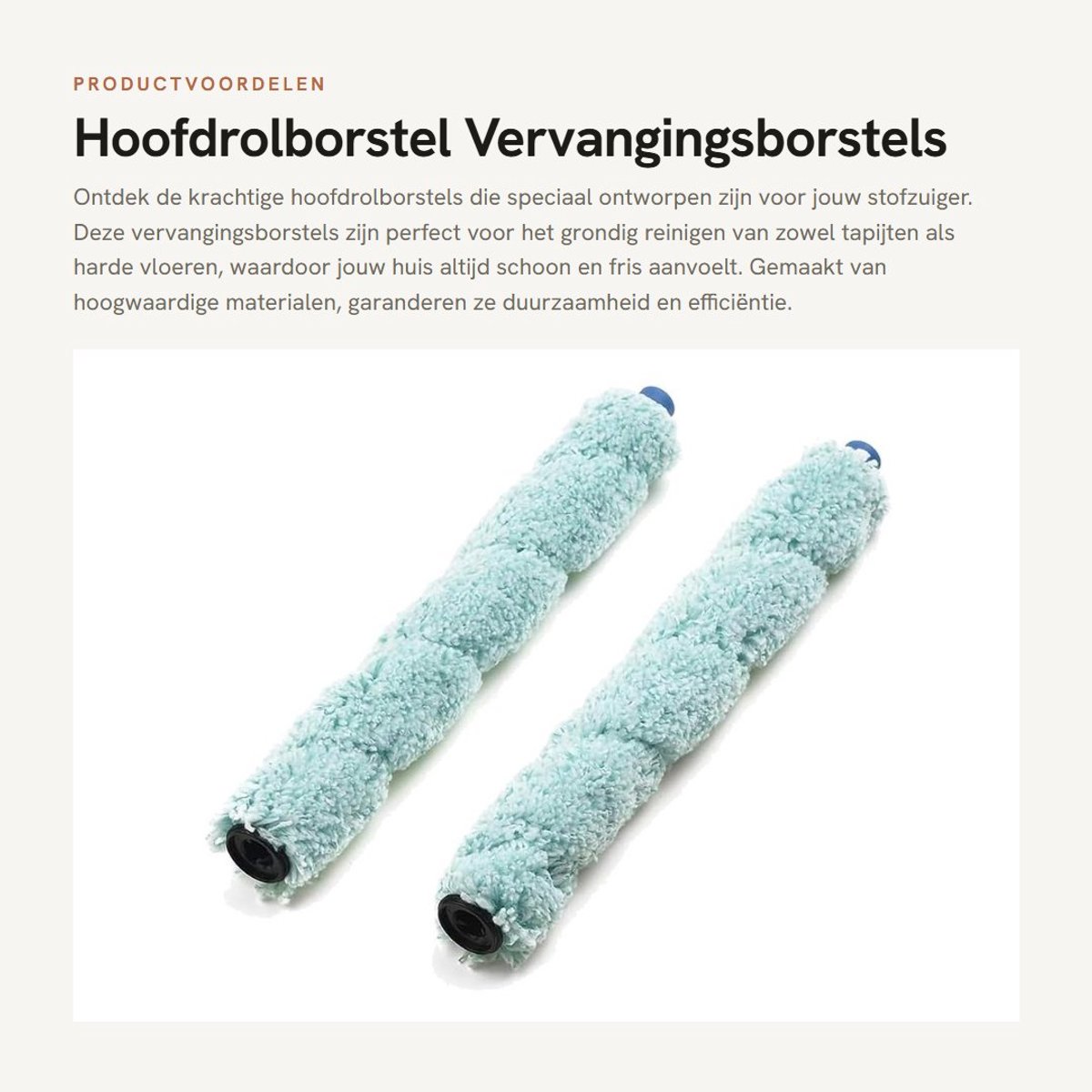 Dailygoods- Hoofdrolborstel 2 stuks - Vervangingsborstel - Efficiënte reiniging - Premium materiaal - Lichtblauw - Voor iLife W400/Medion MD 18379/18999 - Stofzuigerborstel
