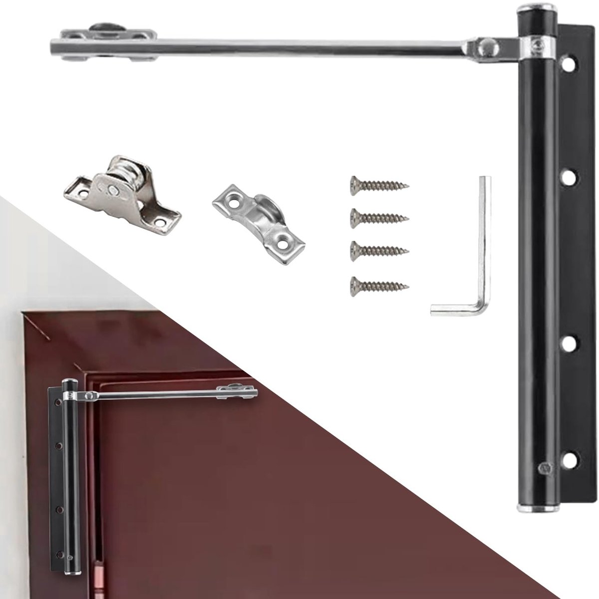 Dailygoods- Deursluiter Automatisch - Staafdeursluiter - Roestvrij Staal - Opbouwmontage - Instelbaar - Draagvermogen tot KG - Deursluiting