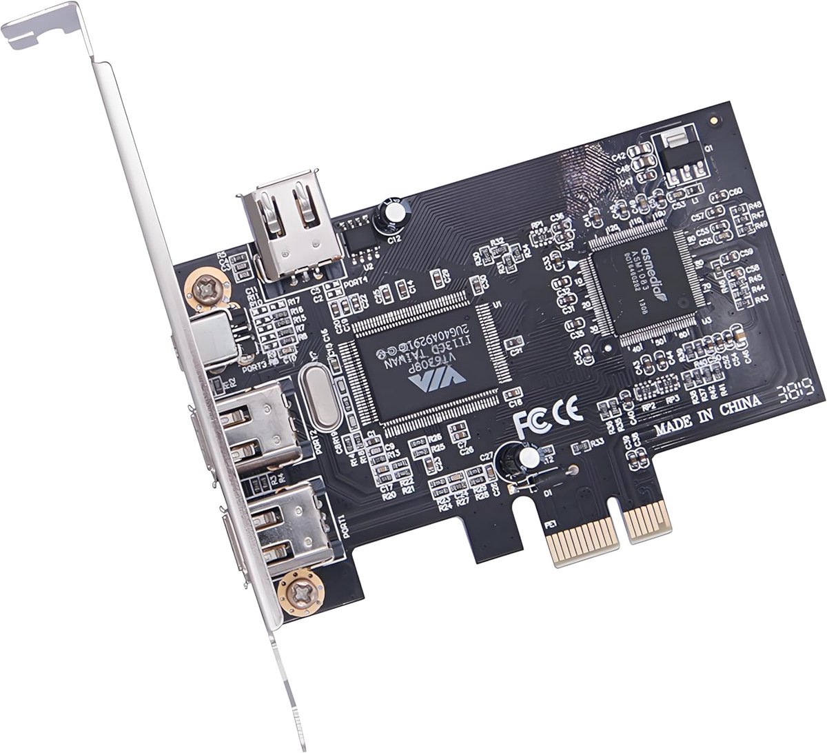 Thijox - PCI-E 1X 4X 16X naar FireWire 400 Capture Card IEEE 1394a 4-poorts 6-pins 4-pins Adapters voor Windows Mac OS Linux 400Mbps Plug-and-Play