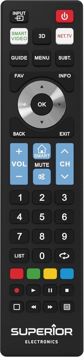 Thijox - Ready5 Smart Universele Afstandsbediening - Compatibel met TV's - Direct Klaar voor Gebruik - Netflix en Prime Video Toetsen - Zwart