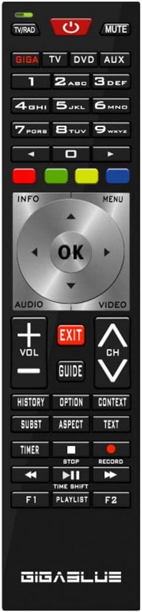 SnelShoppen - Universele 4K Afstandsbediening Vervangend Voor UHD Quad Plus X3 - GigaBlue V3 Compatibel, Origineel, Ultra HD, Geschikt Voor TV, Media