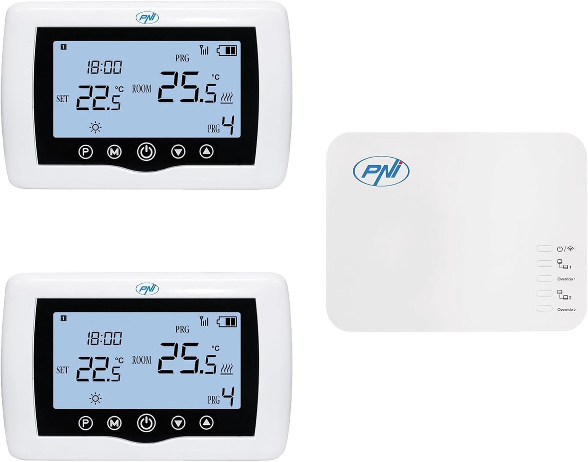 Thijox - Slimme Thermostaat PNI CT410 Pro Draadloos met Wifi, 2 Zones, TuyaSmart App, Hysterese 0,2°C, Voor Verwarming en Koeling, Perfect voor Thuis