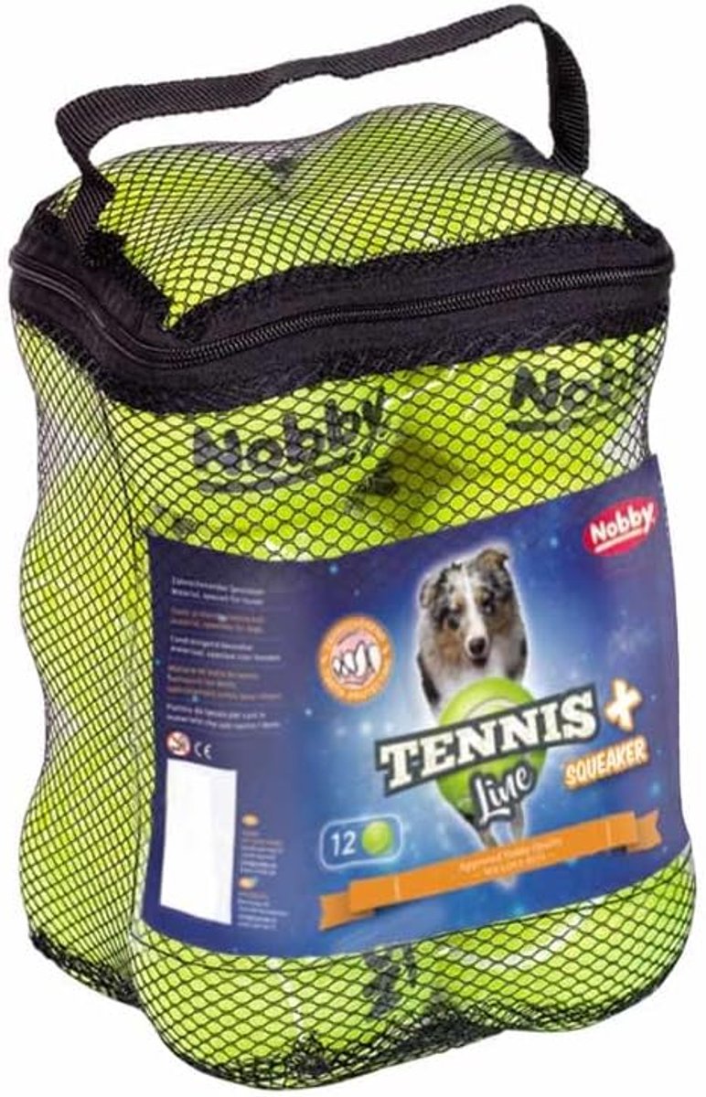 Thijox - Tennisballen voor Honden met Squeaker 12-delig Netvak XS 4,5 cm - Tandvriendelijke Speelgoed voor Interactieve Spelletjes in Tuin of Park