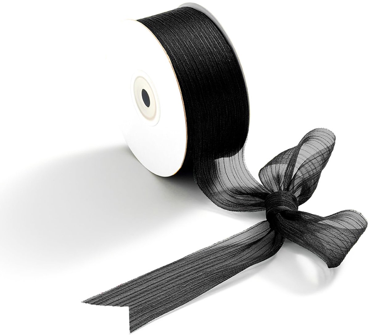 Geschenklint zwart, glanzend lint, chiffonlint, decoratielint voor geschenkverpakking, bruiloft, 38 mm x 22 meter