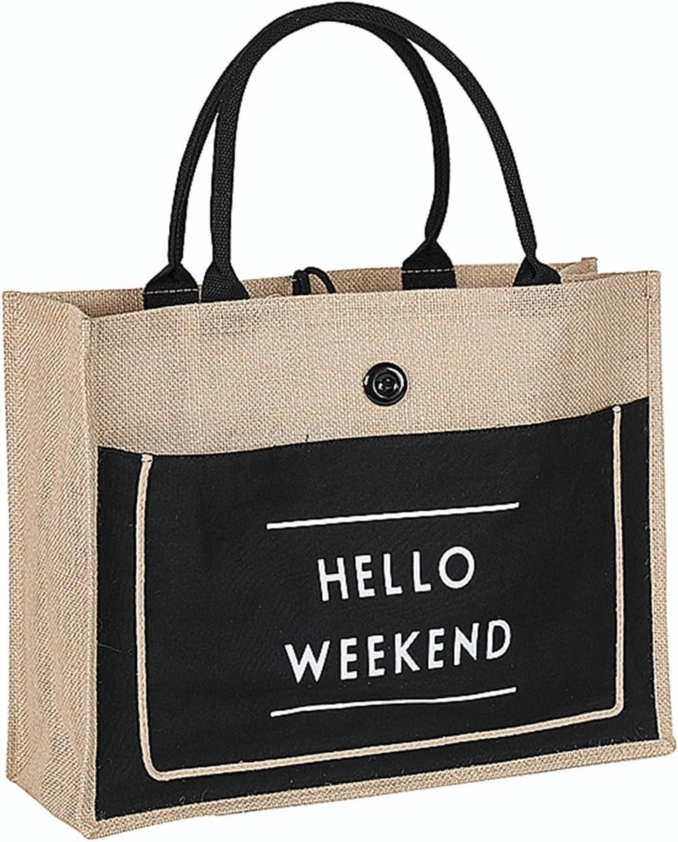 Duurzame Jute Tote Bag, Herbruikbare Shopper, Geprinte Tas voor Vrouwen en Mannen, Ideaal voor Strand, Boodschappen en Dagelijks Gebruik