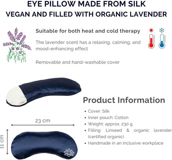 Thijox - Bodhi Aromatherapie Zijde Kussen voor de Ogen, Donkerblauw, Gevuld met Biologische Lavendel en Lijnzaad voor Ontspanning en Meditatie van Thijox — afbeelding 2