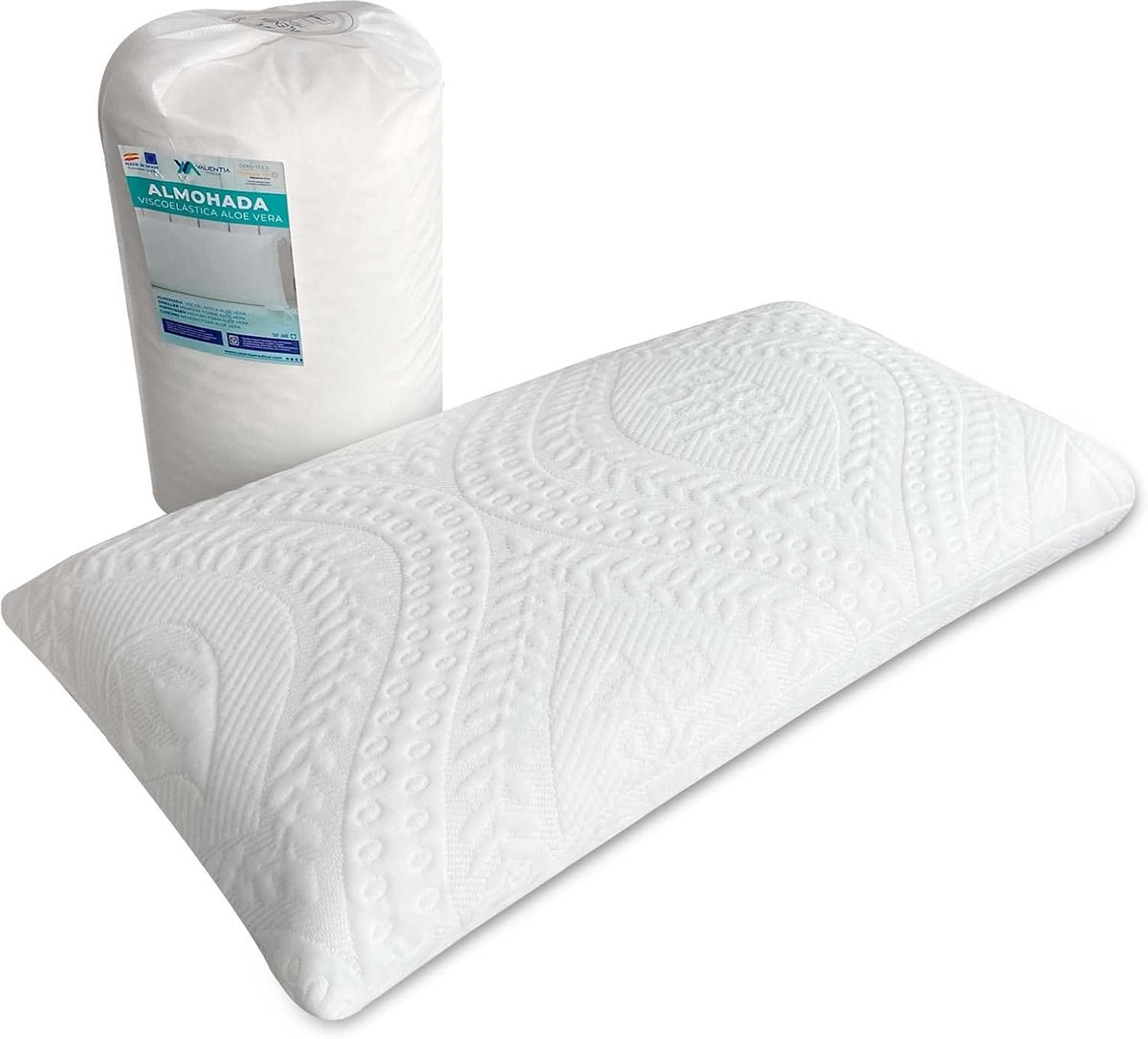 Thijox - Traagschuim kussen 40x60 cm, wasbaar nekkussen voor nekpijn, orthopedisch kussen met Aloe Vera hoes, ergonomisch kussen voor zij-, rug- en bu