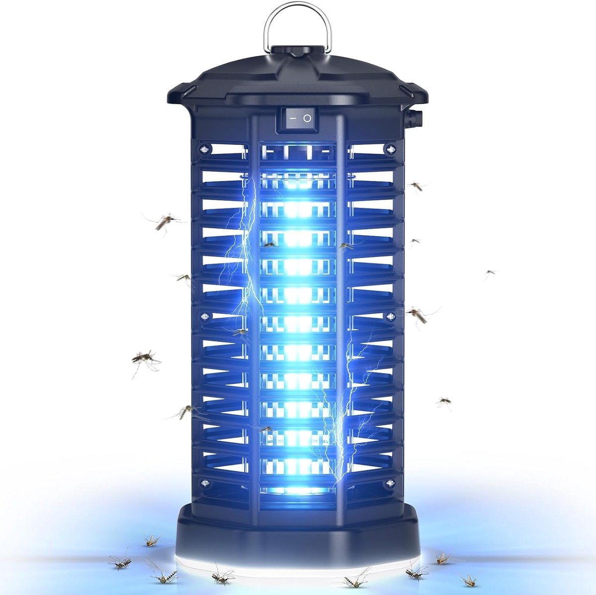 SnelShoppen - 4200V Elektrische Muggenlamp met UV Licht, LED Nachtverlichting, IPX4 Waterdicht voor Binnen en Buiten, Inclusief Haak en Reinigingsbors