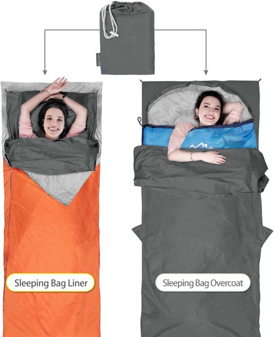 SnelShoppen - Ultralicht Slaapzaklaken 90 x 220 cm van 100% Katoen, Draagbaar Reislaken met Kussenvak, Zacht en Comfortabel voor Camping, Wandelen, Ho van Snelshoppen — afbeelding 4
