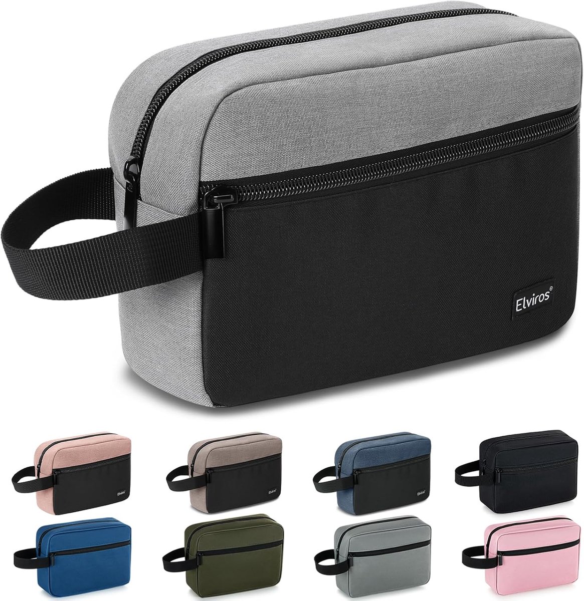 Thijox - Toilettas voor Mannen en Vrouwen - Hangende Dopp-kit - Compacte Reisorganizer voor Toiletartikelen - Ultralicht Grijs - Duurzaam 300D Oxford