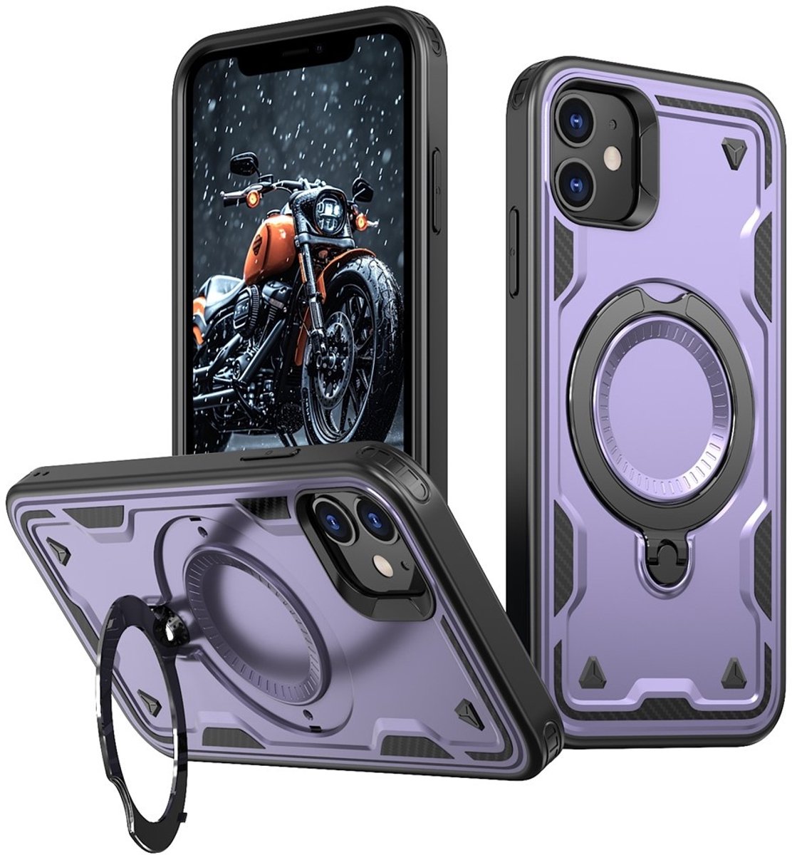 Coverup Hoesje - Geschikt voor iPhone 11 / XR Hoesje - Coverup Armor Back Cover met MagSafe Compatible Kickstand - Paars