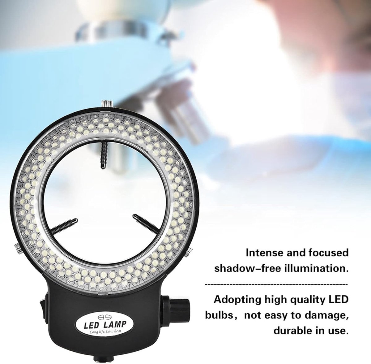 Thijox - Led-camera-lichtring met 144 LED-kralen, instelbare helderheid tot 18.000 lux, zwarte ringlamp voor microscopen en camera's, ideale verlichti thumbnail 2