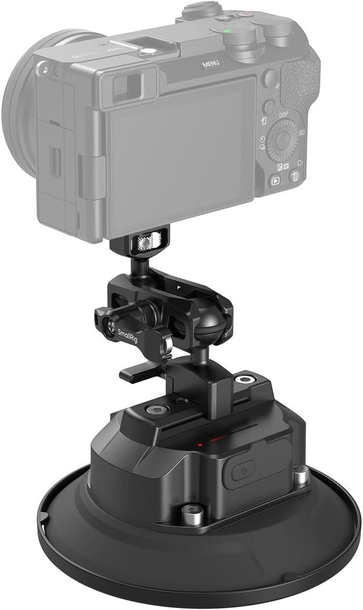 5" Elektrische Zuignap Bevestigingskit met Magic Arm en Balhoofd voor Camera's, GoPro en DJI - Inclusief 2000mAh Batterij en Type C Aansluiting voor Voertuigen