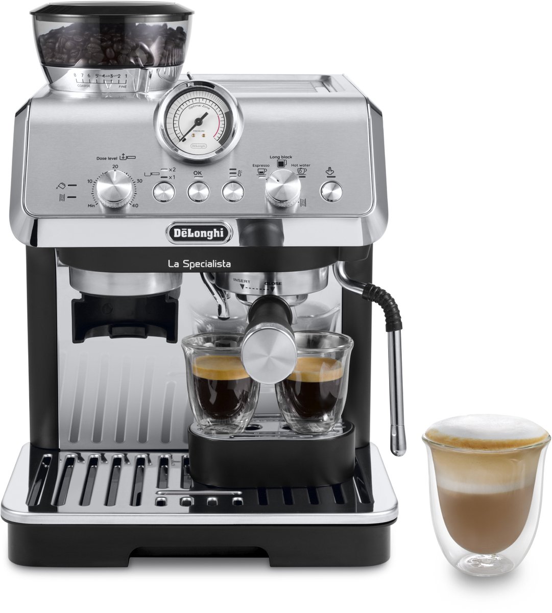 De’Longhi La Specialista Arte - pistonmachine met MyLatte Art-stoompijpje en Active Temperature Control - Metaal/Zwart - EC9155.MB