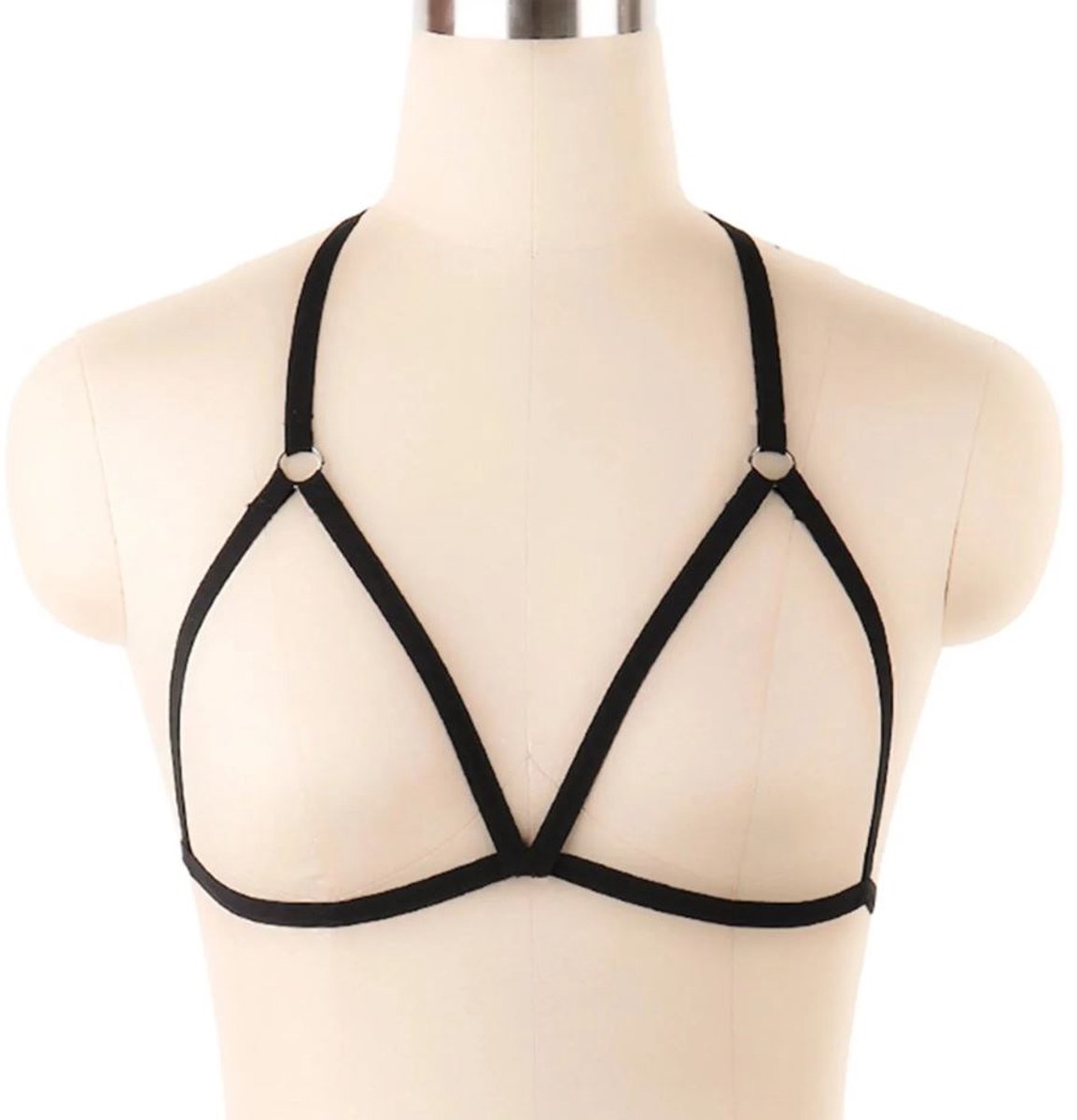 Beha harnas - BH gordel - Body harness - Harnas - Festival beha - Rave outfit - Sexy lingerie - Beha zonder binnenkant - BH voor over kleding - Zwart - Jonyx