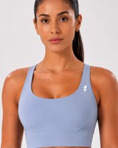 SparkNine Elevate sport-bh - S - lichtblauw - gekruiste rug - push-up effect - stevige ondersteuning - met uitneembare pads