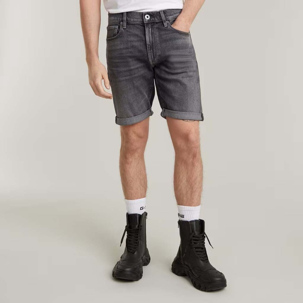 G-Star 3301 Slim short Heren Korte broeken Fade Carbon