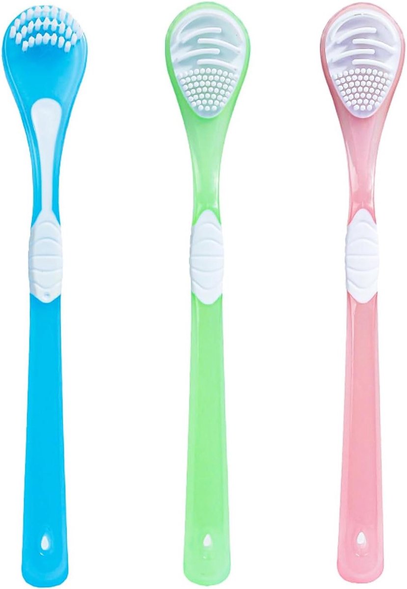 Tongschrapers Set - Tongborstel Reiniger - Frisse Adem - Dubbelzijdig Ontwerp - 3 Stuks - Multi-color