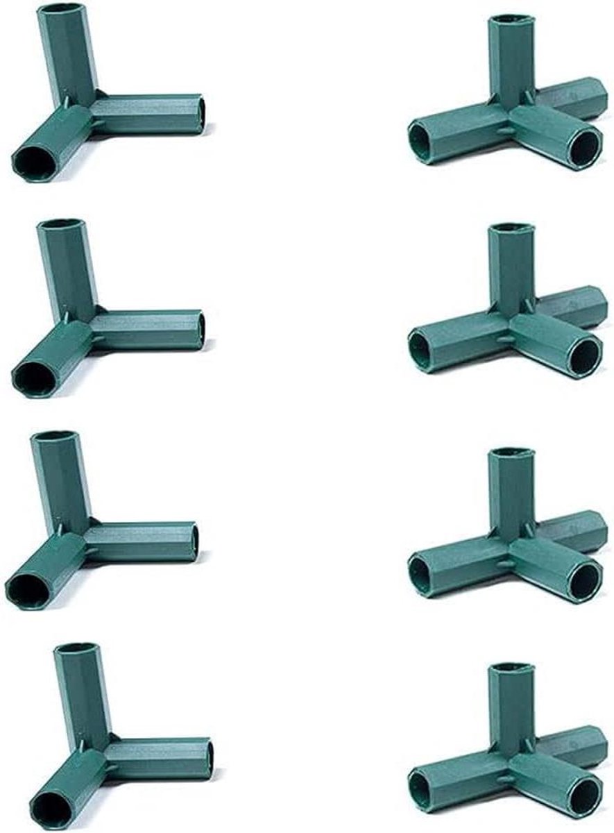 Broeikasframe Verbinders - PVC Koppelingen - Diy Constructies - Stevige Bevestiging - 8 Stuks - Grijs
