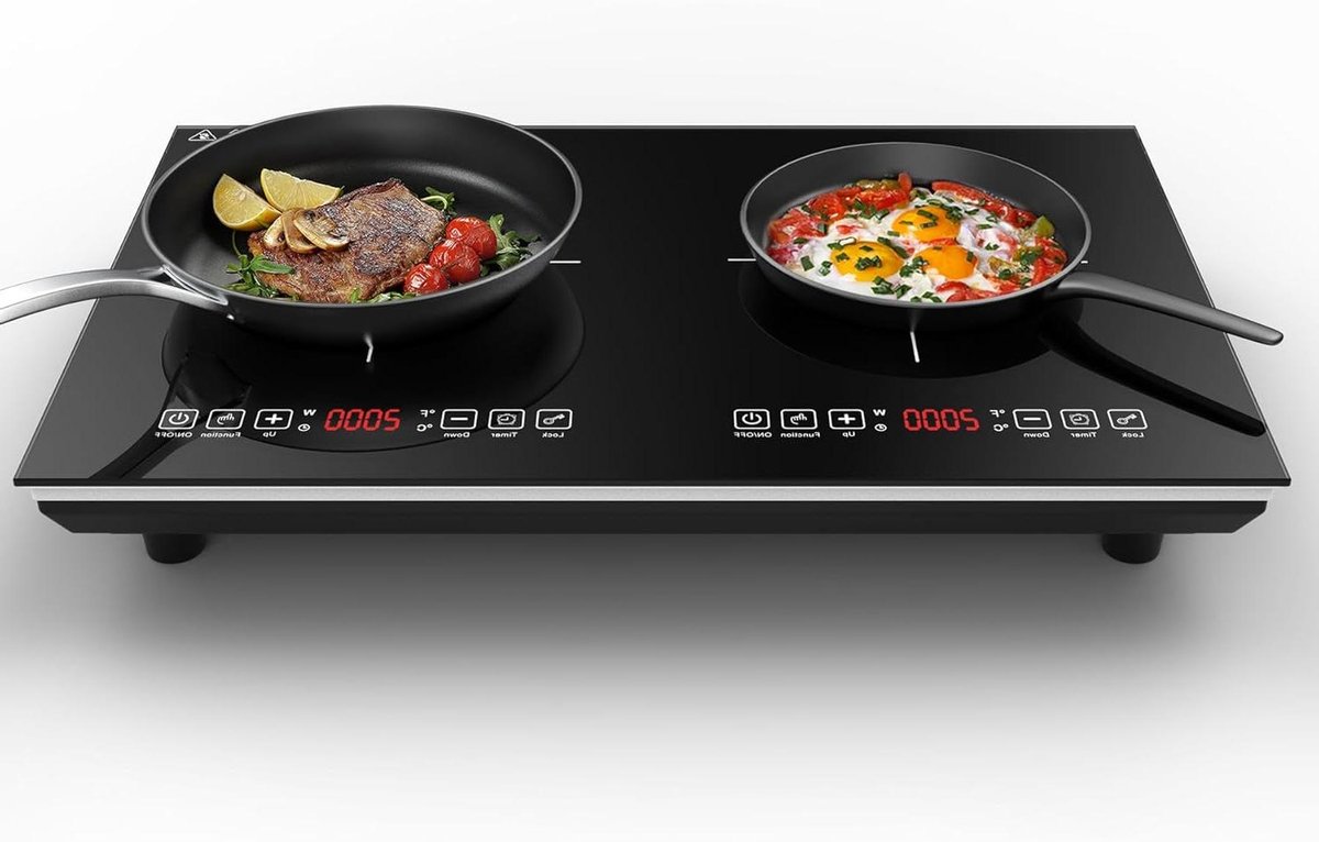 Dubbele Inductie Kookplaat - Elektrische Kookplaat - Snel Koken - Energiebesparend - 4000W - Zwart