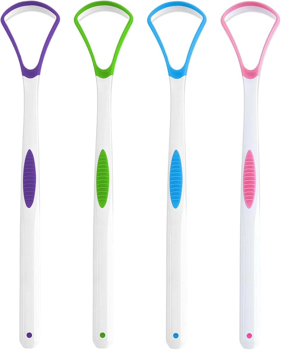 Set van 4 tongschrapers voor optimale mondhygiëne, frisse adem en dagelijkse reiniging van de tong