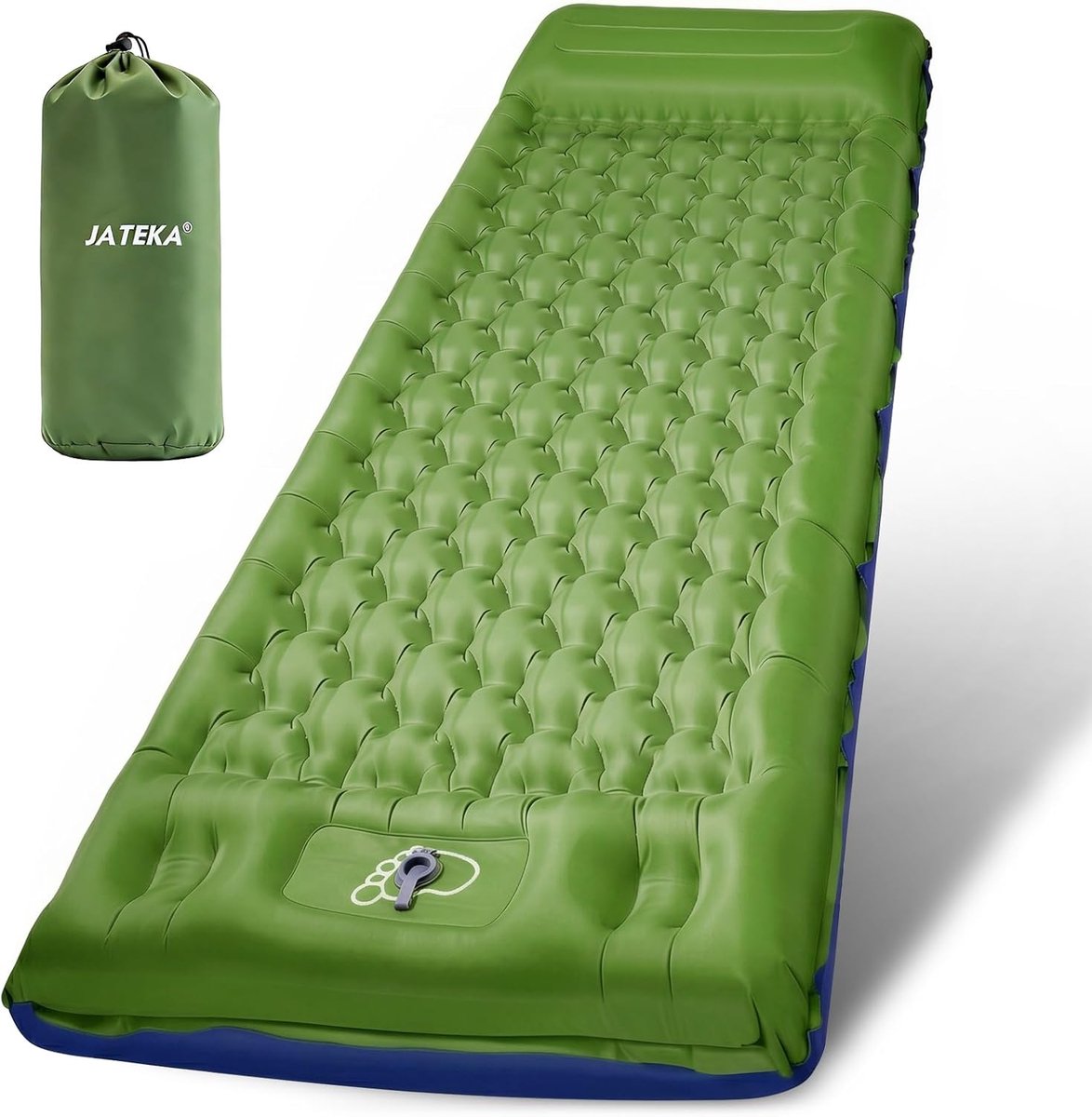 Thijox - Luchtmatras Camping Extra Groot 83 cm - Opblaasbaar Matras met Geïntegreerd Kussen 16 cm - Ultralicht en Opvouwbaar - Voetpomp Inclusief - Bl