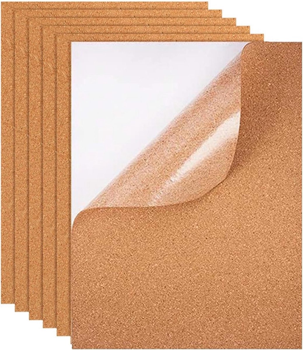 Zelfklevende kurkplaten 6 mm dik 30x21 cm - DIY kurkbord - Decoratieve onderzetters - Muur- en vloerdecoratie