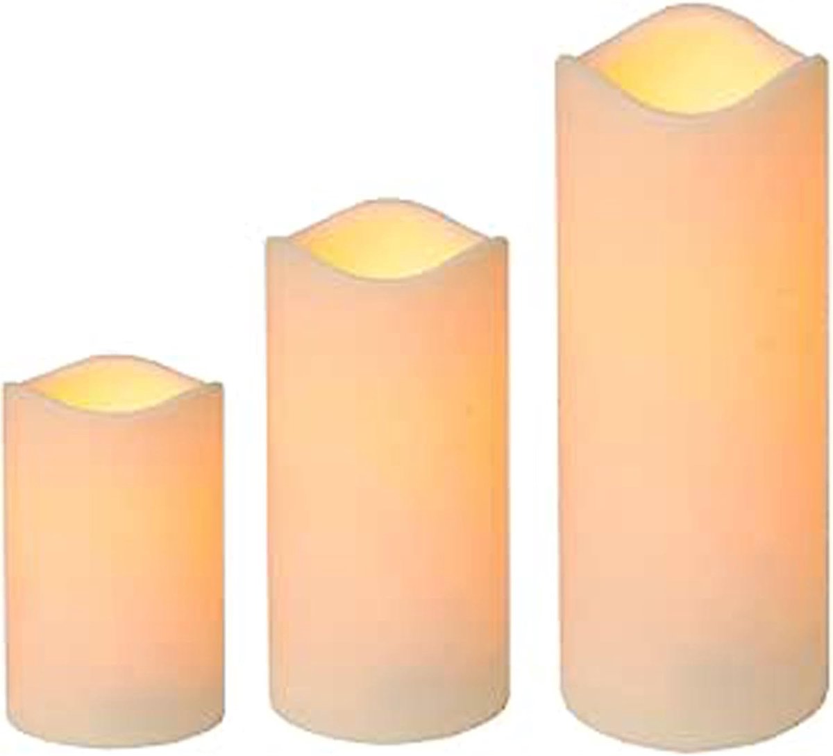 SnelShoppen - LED Kaarsenset Buiten 3-delig met Timer - Ivoor Kunststof Tuinverlichting - Decoratieve Kaarsen voor Feesten, Camping en Terras