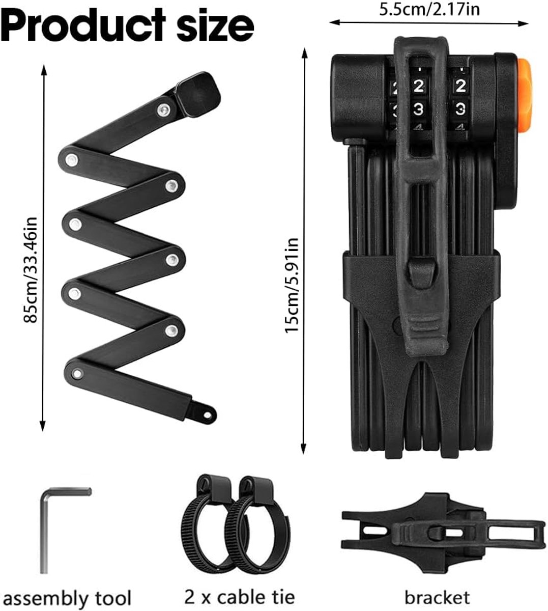 Vouwslot - Slot voor Electrische Fietsen en Fatbike - Fietsslot - Voor elk type Fiets - Met Houder – foto 7