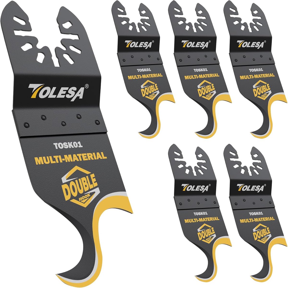 Thijox - Oscillerende Multi Tool Haak Mes, 5 STKS Multitool Zaagbladen voor Snijden van Zachte Materialen, Dakshingles, PVC Vloer, Tapijt, Karton, Ges
