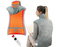SnelShoppen - ITSHINY Verwarmingskussen voor Rug, Nek en Schouders - Elektrisch Warmtekussen met 6 Warmtestanden, Auto-Off-Timer en Wasbaar - 60x - Id