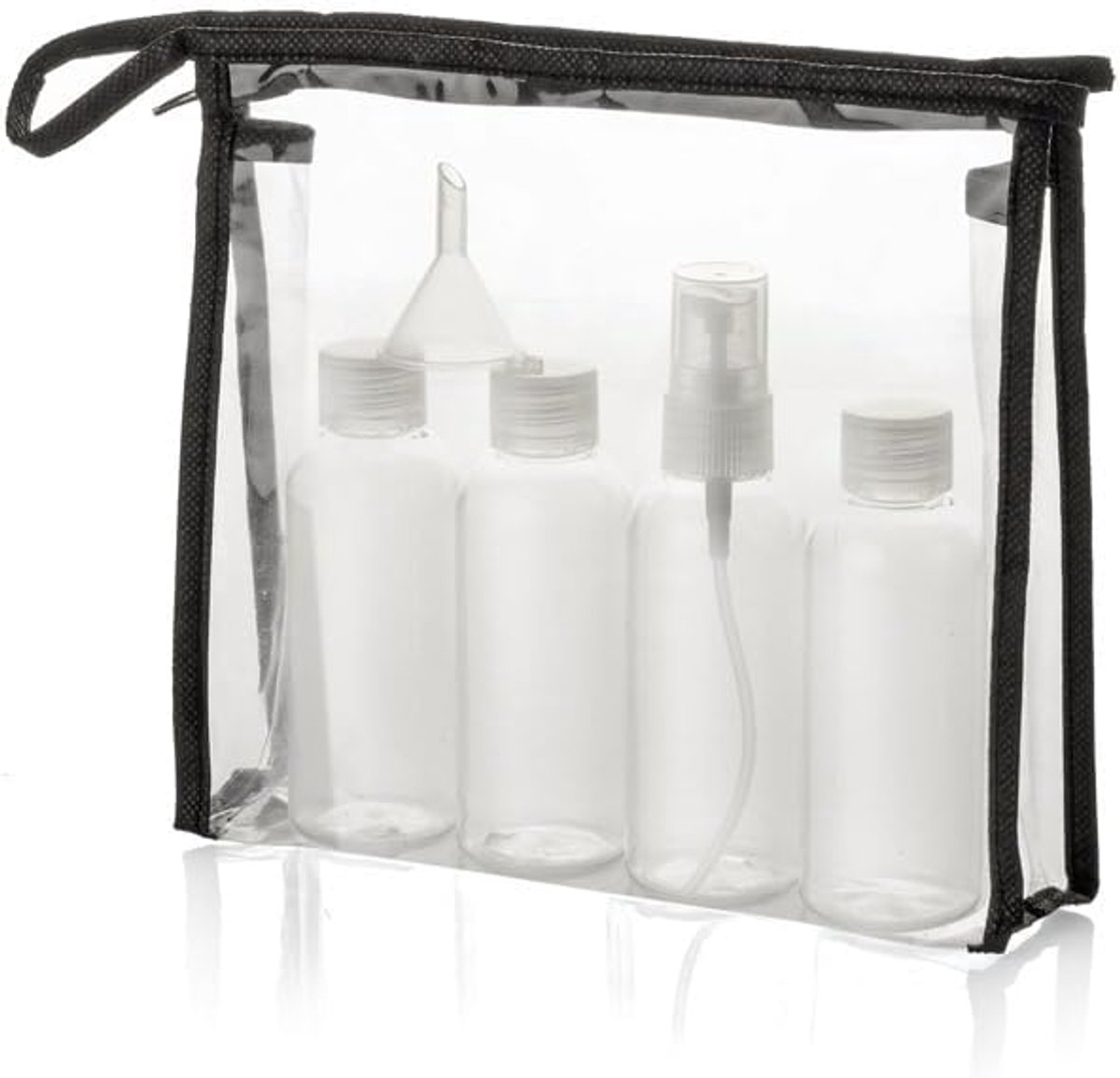 SnelShoppen - Reisflessen set 4 stuks - Transparante cosmeticaflessen 80 ml - Handbagage-proof toilettas voor shampoo, lotion, crème, zonnebrand