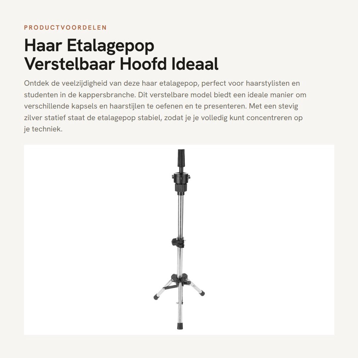Dailygoods- Etalagepop Verstelbaar - Haarpraktijk Model - Statief - Standaard - Zilver - Geschikt voor Haarstylisten - Haarmodel