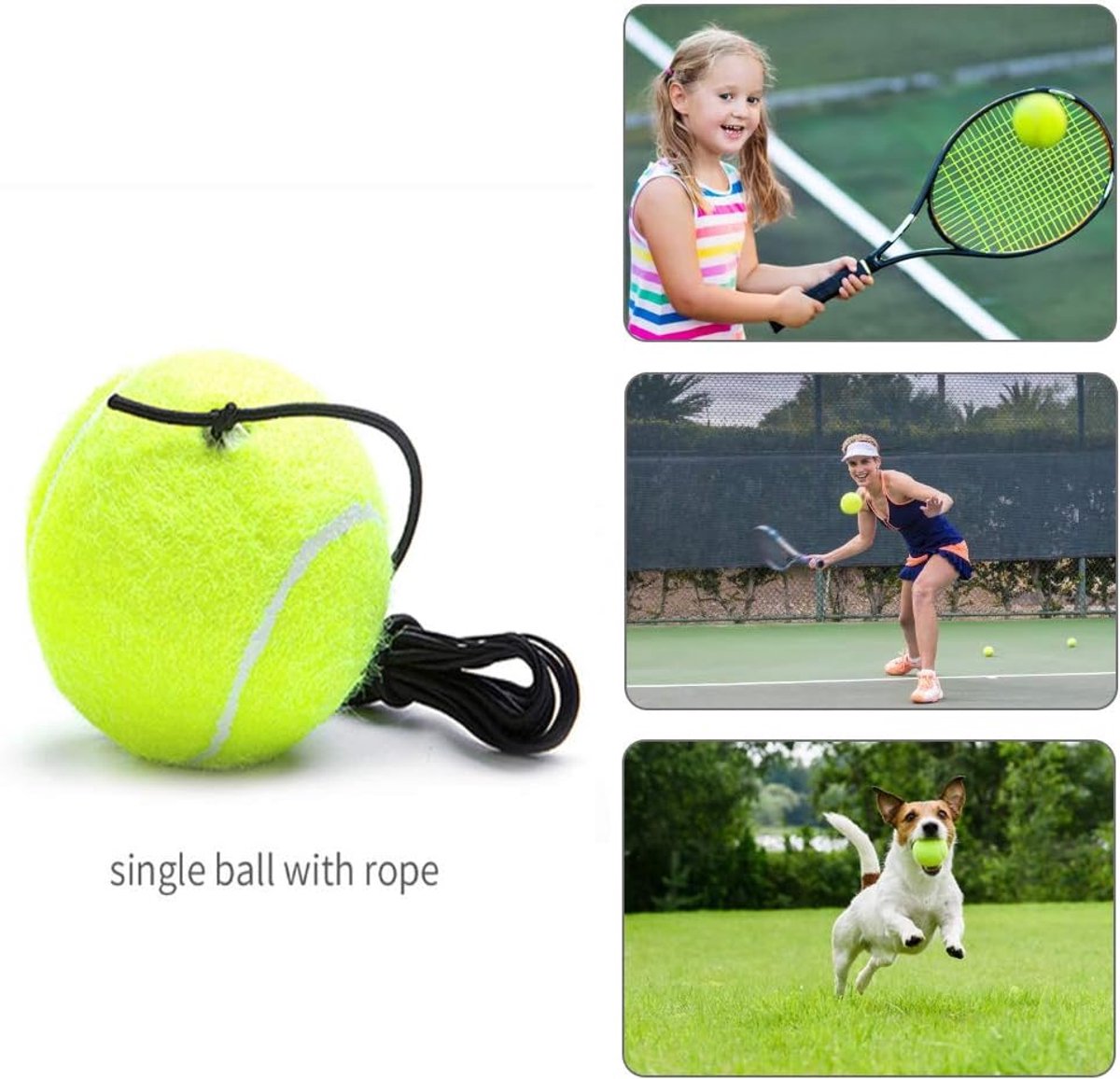 Thijox - 3 Stks Tennis Trainer Ballen met Snoer, Duurzame Rebound Ballen voor Indoor & Outdoor Training, Hoogwaardig Rubber & Vilt, Ideaal voor Tennis